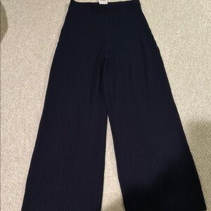 Free People Closed Elegant Navy Ribbed Wide-Leg Pants